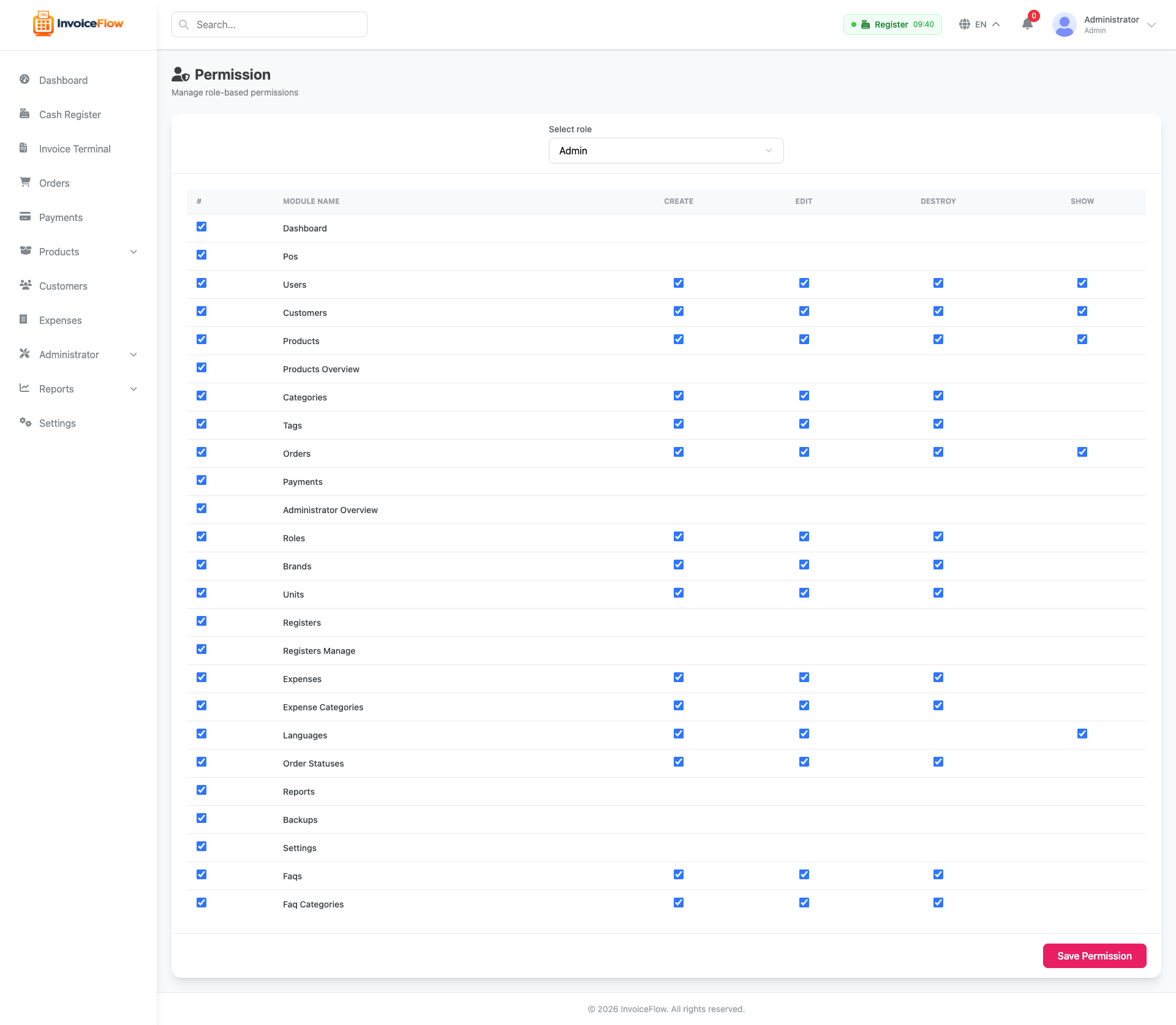 Roles & Permissions